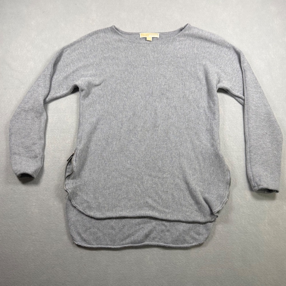 Michael Michael Kors Womens Gray Side Zip High Low Boat Neck Sweater Size M